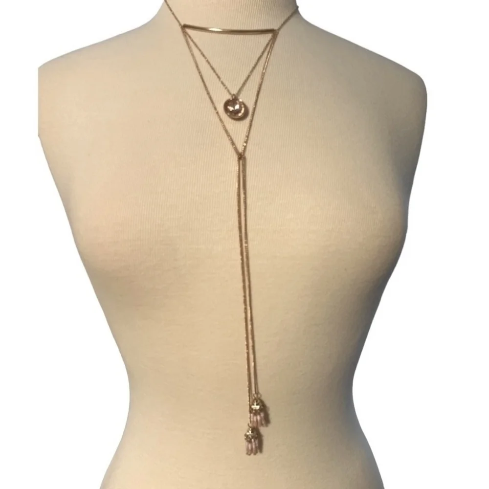 Mia Studio Boho Light Pink Gemstone & Beaded Necklace & Earring Matching Set